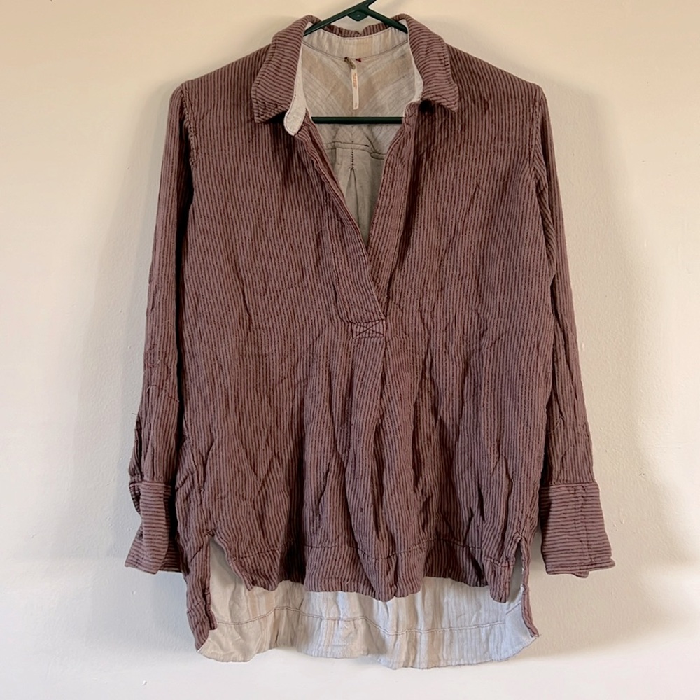 Free People Brown Striped Top